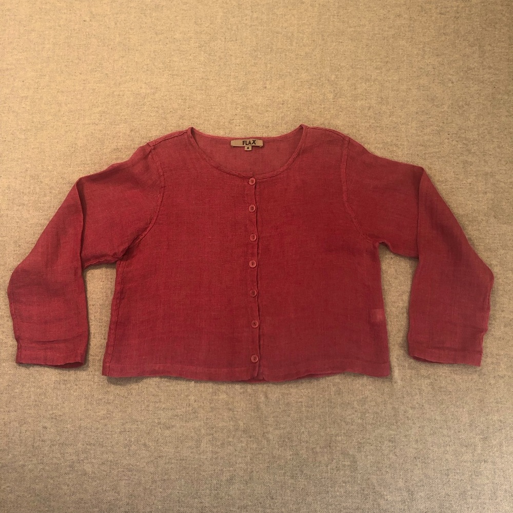 Flax “Cute Cardigan Long Sleeve Linen Blouse” size small dusty rose